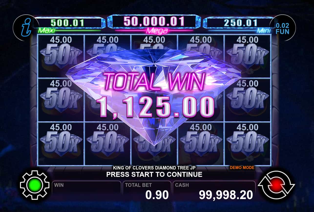 Diamond Win Screen - King of Clovers Diamond Tree Jackpot slot game
