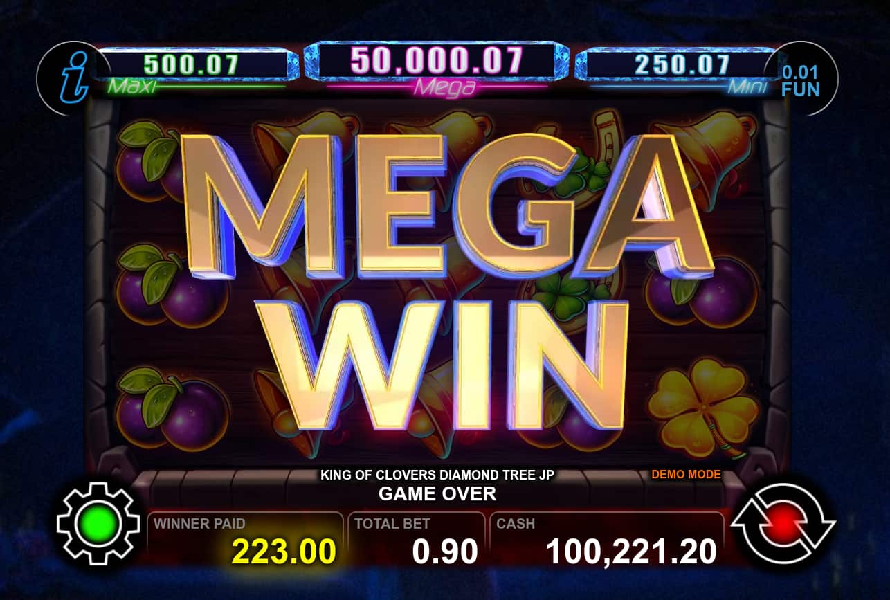 Mega Win Screen - King of Clovers Diamond Tree Jackpot slot game