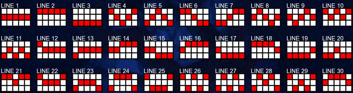 Paylines of the King of Clovers Diamond Tree Jackpot slot game