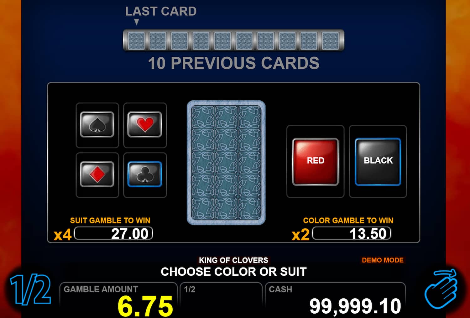 The Double Up feature in action - King of Clovers slot game