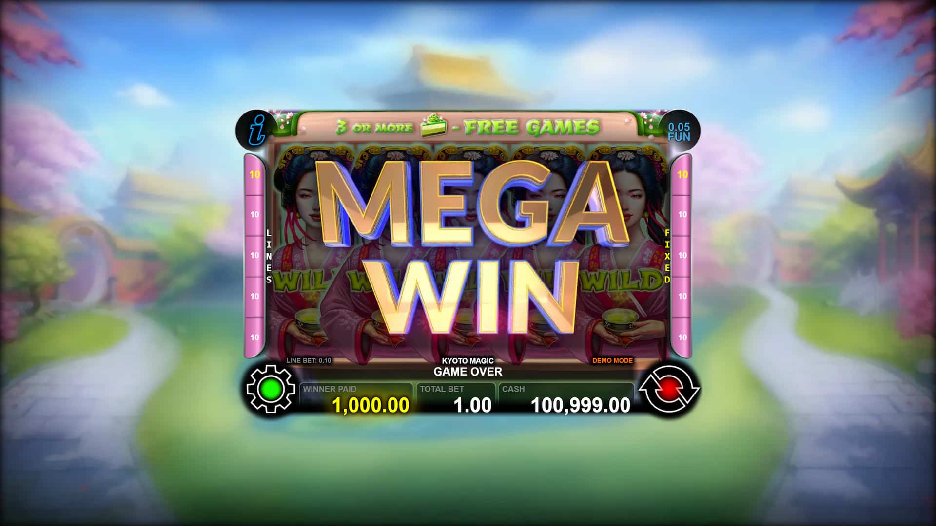 Mega Win Screen - Kyoto Magic slot game