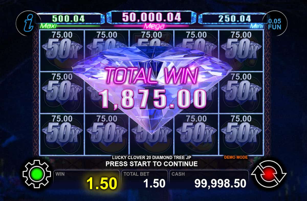 Diamond Win Screen - Lucky Clover 20 Diamond Tree Jackpot slot game