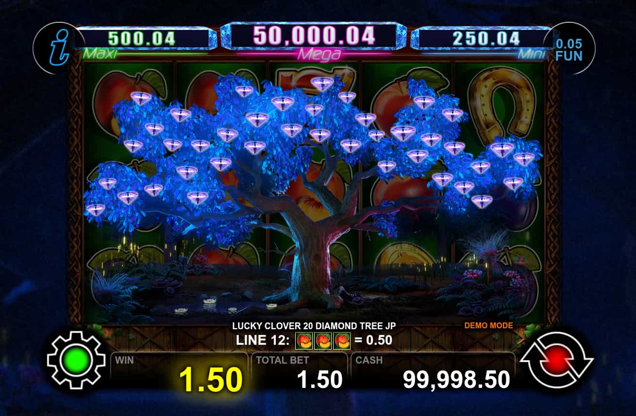 The Diamond Tree from the Lucky Clover 20 Diamond Tree Jackpot slot game