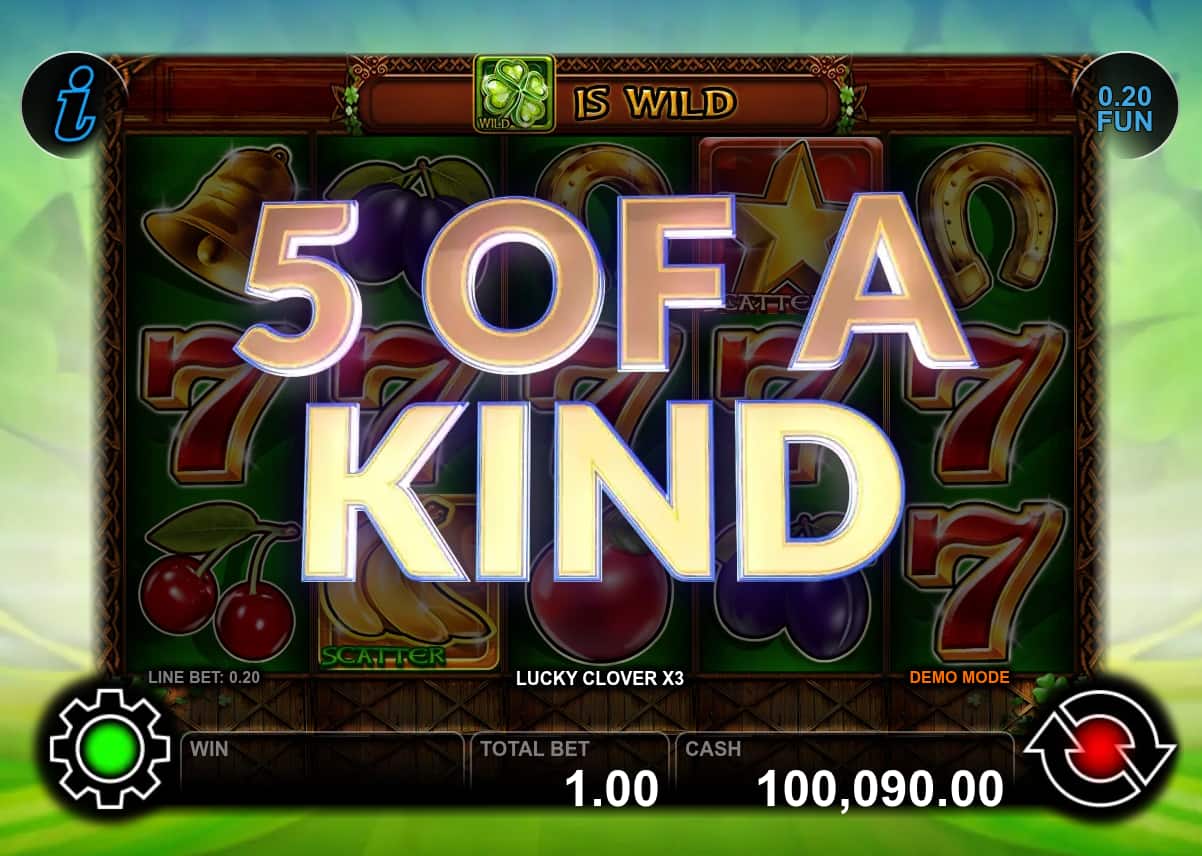 5 of a Kind Win Screen - Lucky Clover x3 slot game