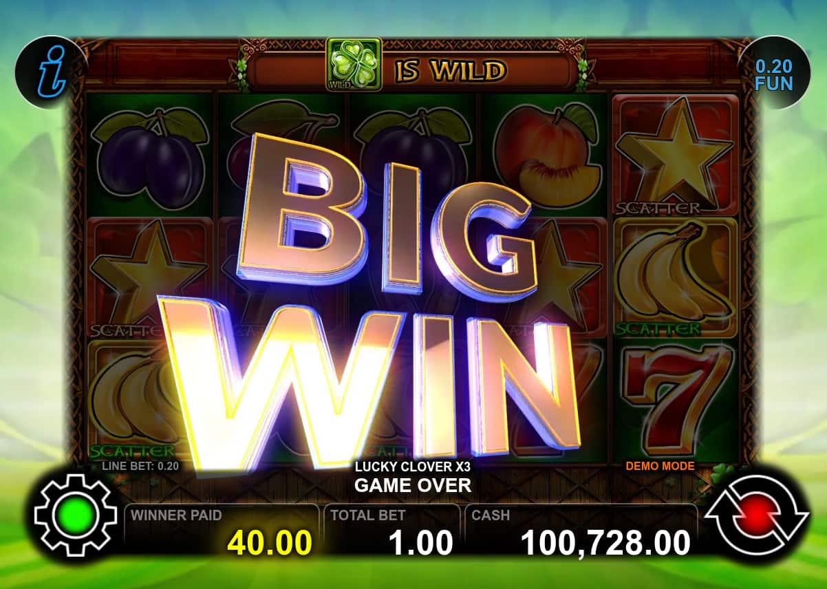 Big Win Screen - Lucky Clover x3 slot game