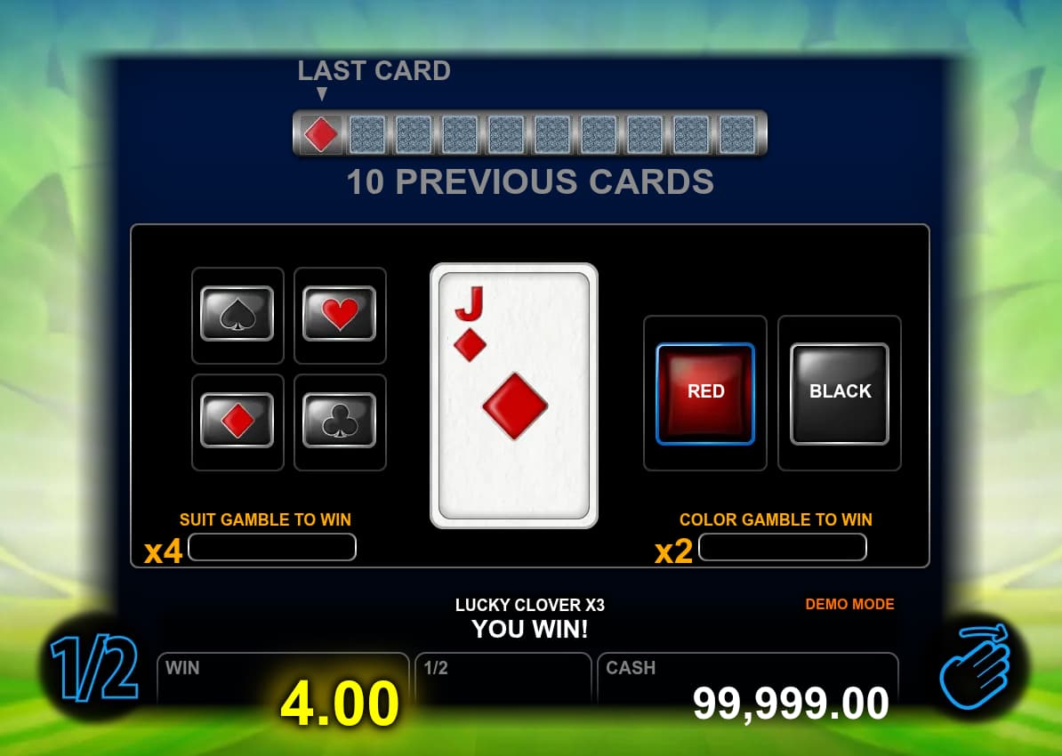 Double-Up Feature Screen - Lucky Clover x3 slot game