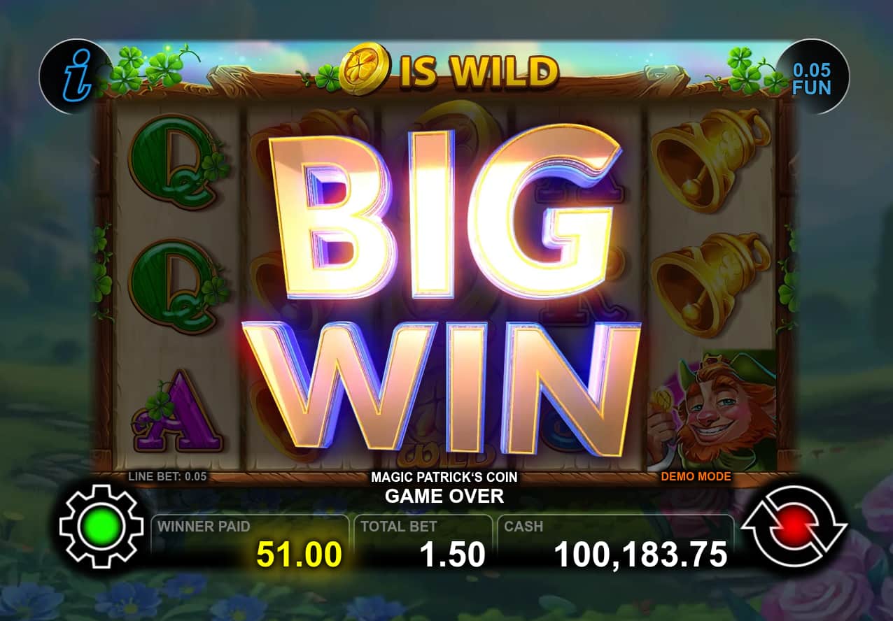 Big Win Screen - Magic Patrick's Coin slot game