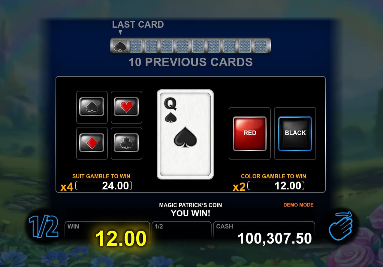Double-Up Feature Screen - Magic Patrick's Coin slot game
