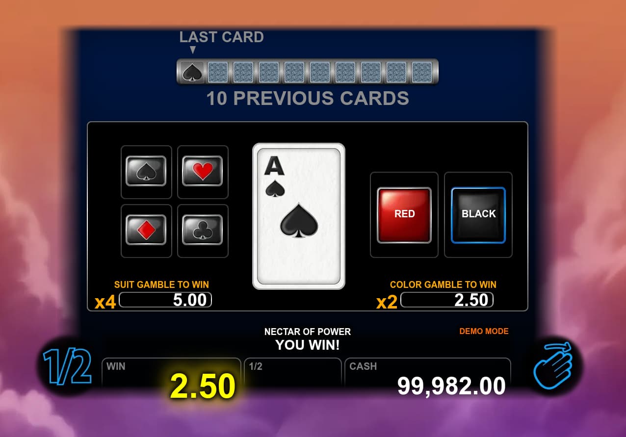 Double-Up Feature Screen - Nectar of Power slot game