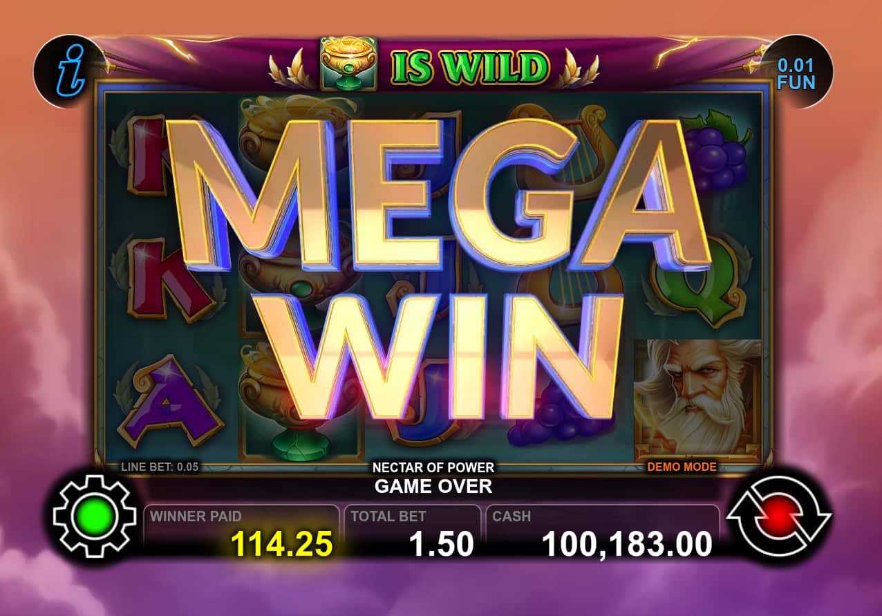 Mega Win Screen - Nectar of Power slot game