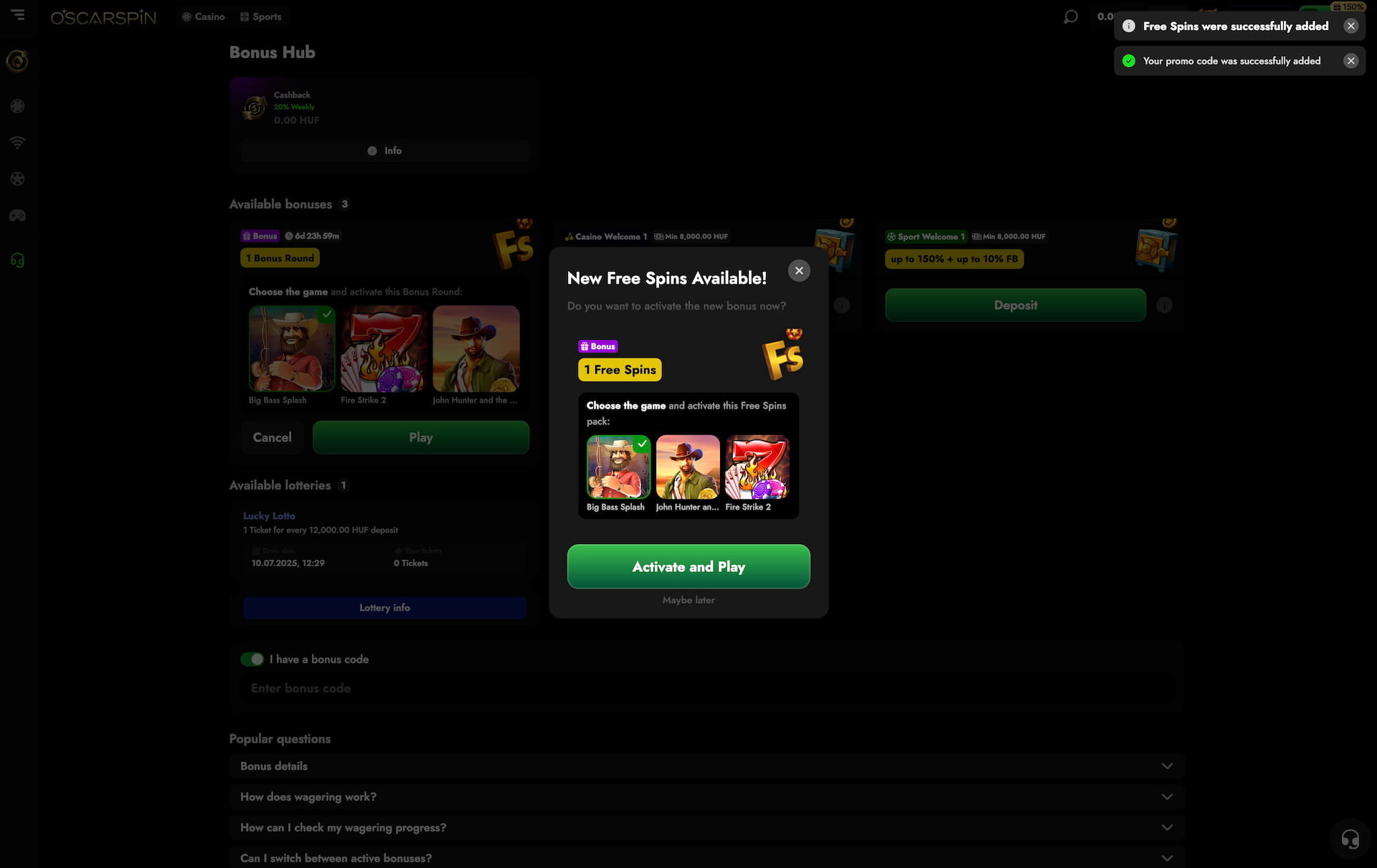 Select one of the availabile games.