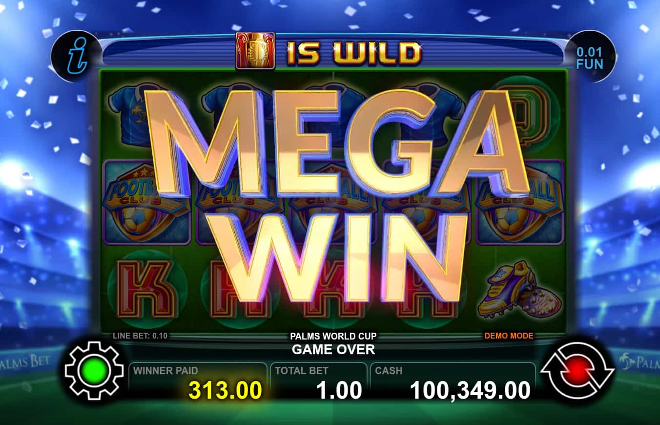 Mega Win Screen - Palms World Cup slot game