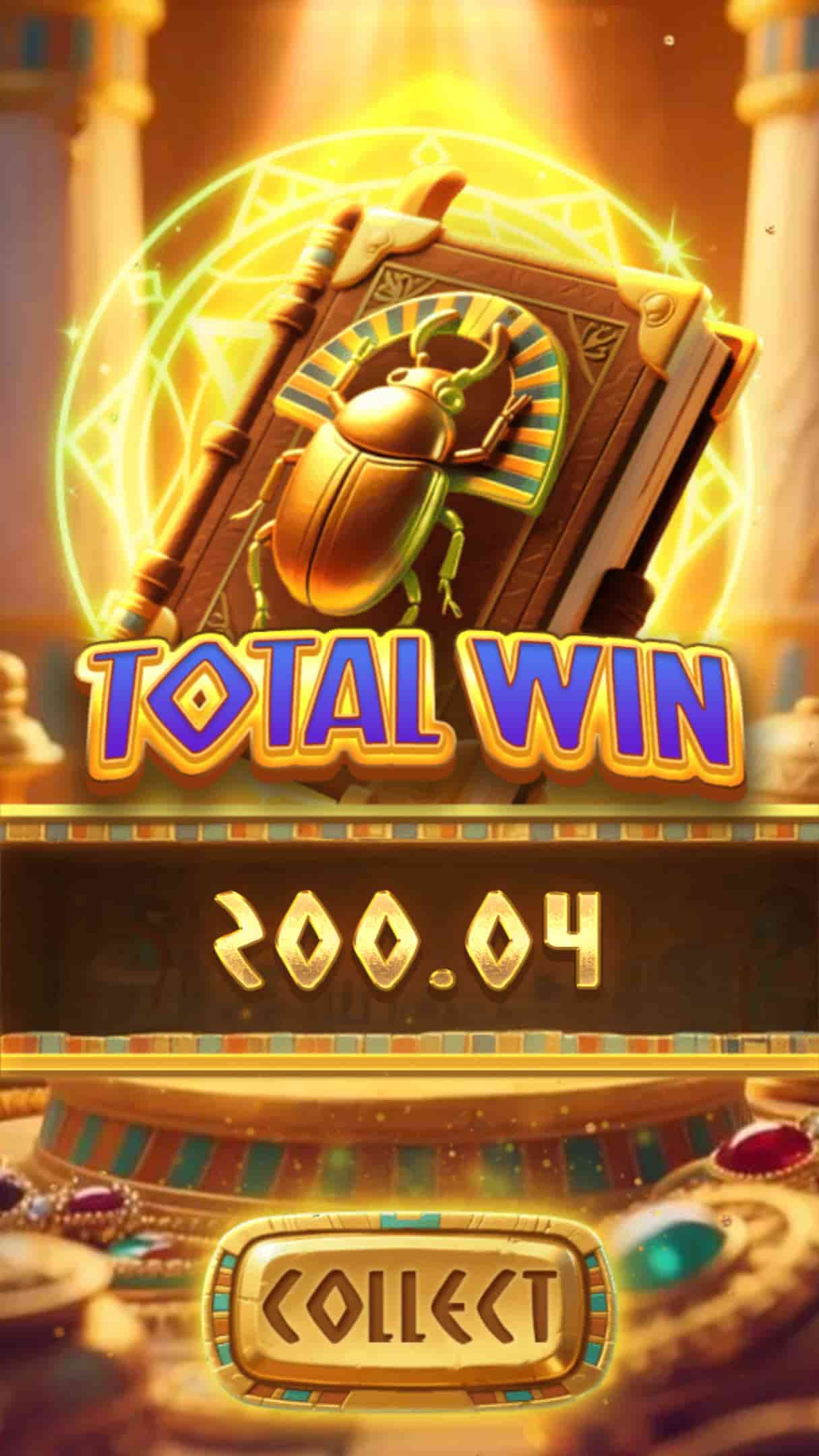 Bonus Game Win Screen - Pharaoh Gates slot game