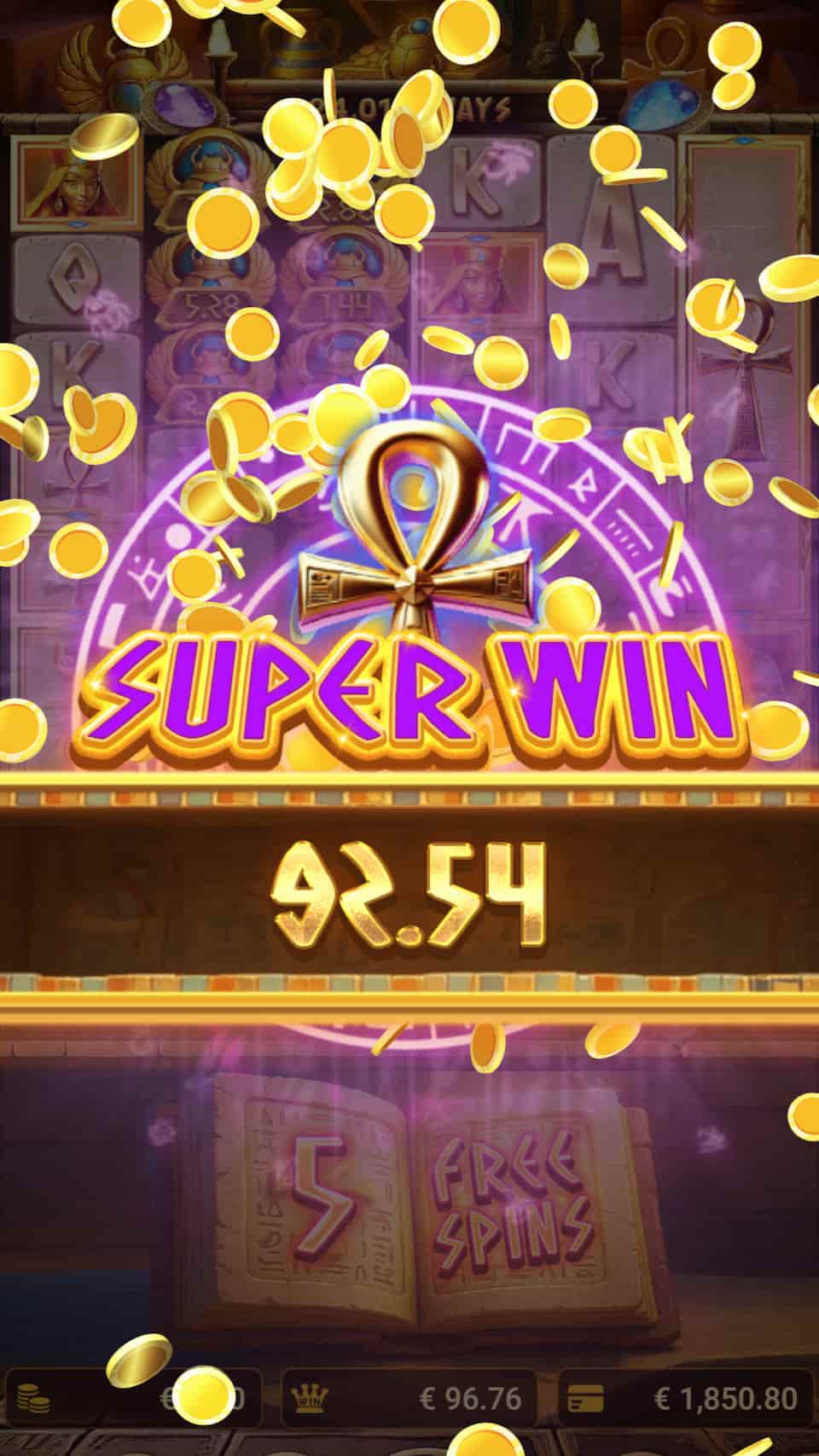 Super Win Screen - Pharaoh Gates slot game