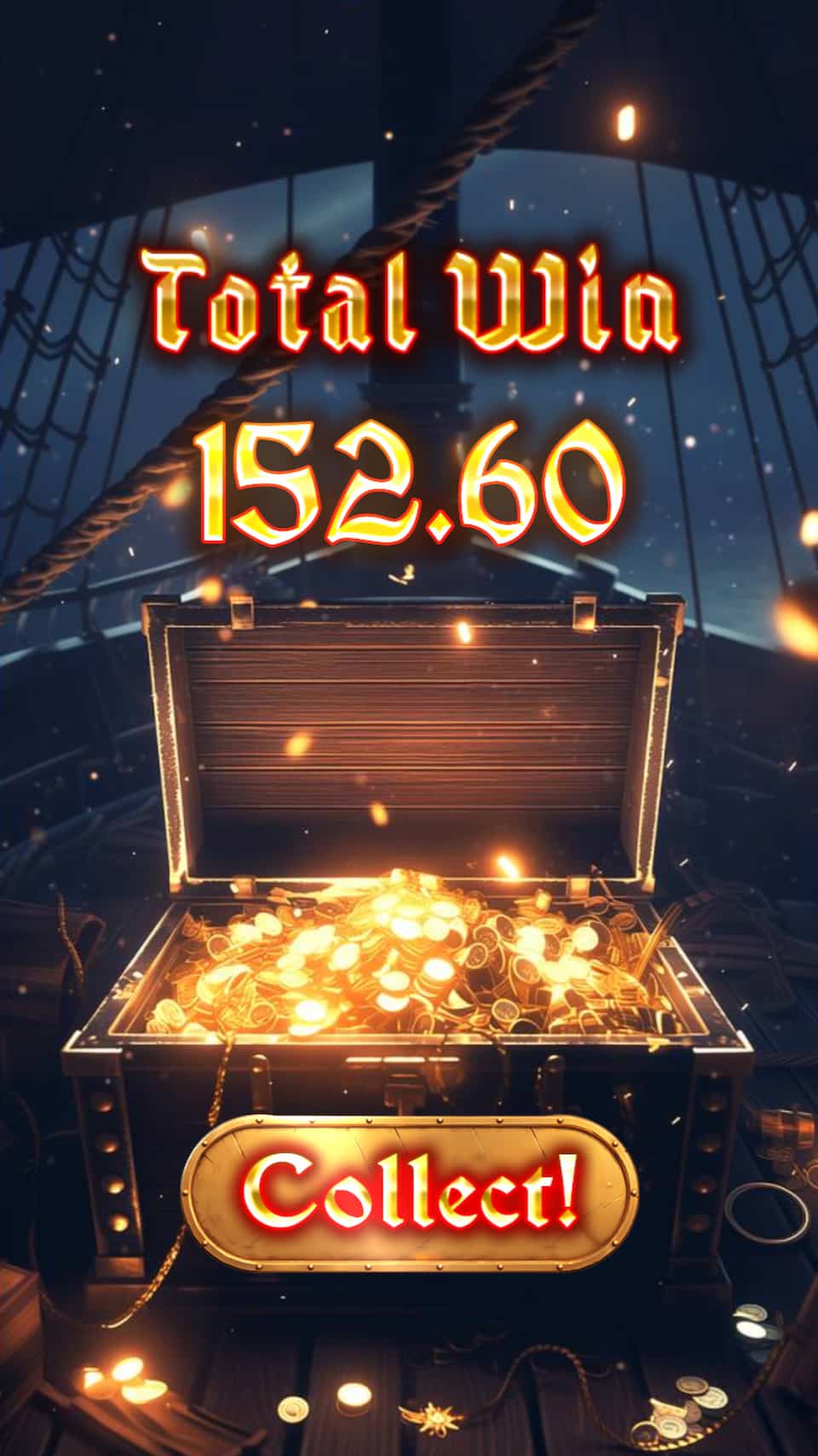 Bonus Game Win Screen - Pirates Gold Rush slot game