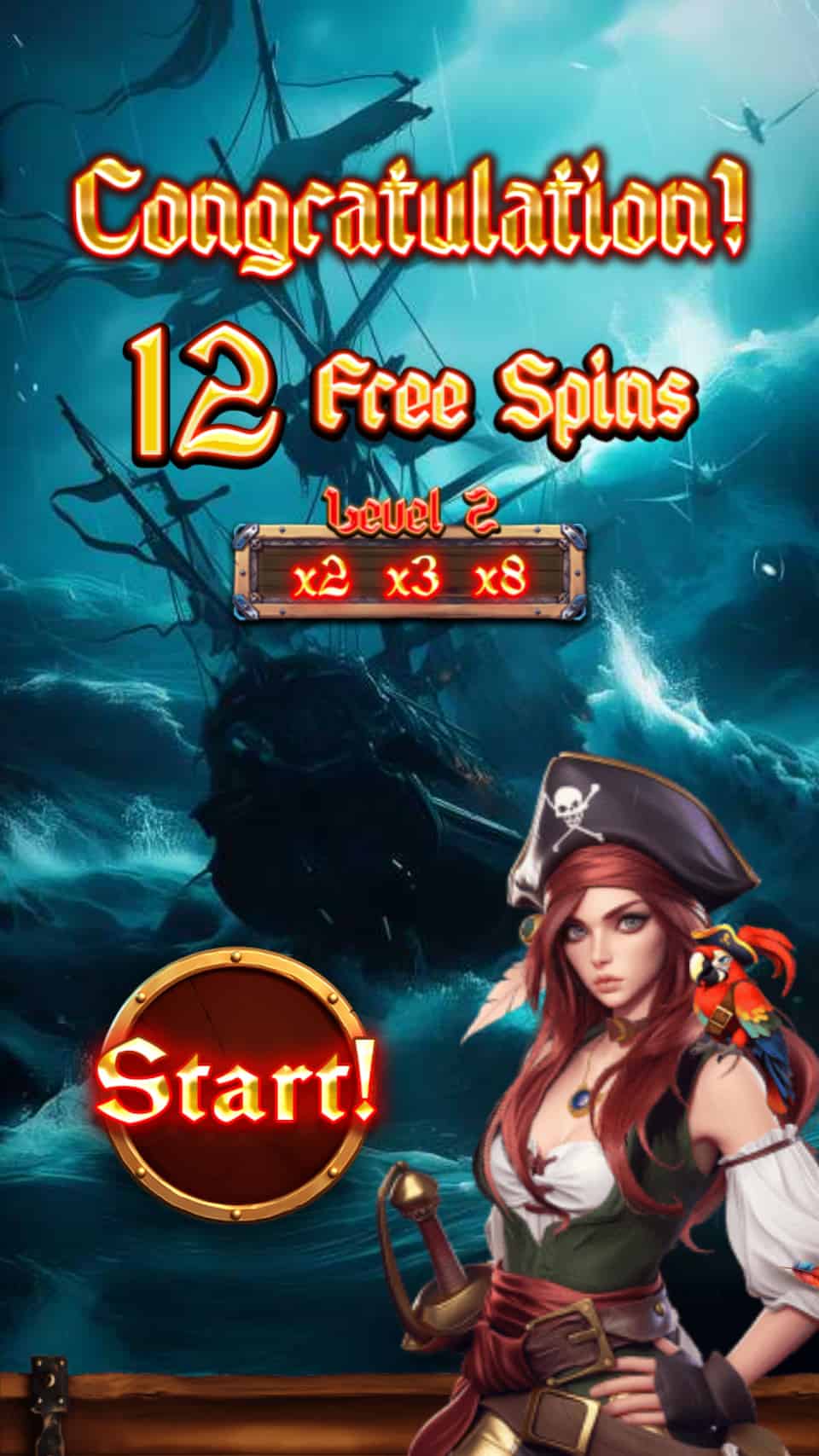 Bonus Game Trigger Screen - Pirates Gold Rush slot game