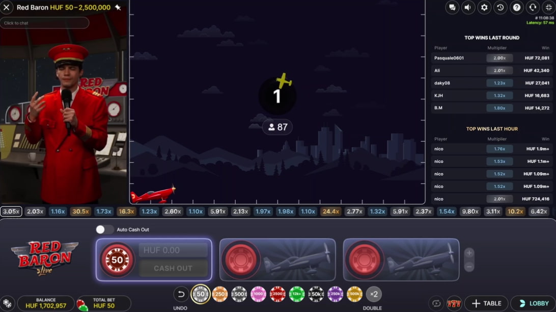 Red Baron Live betting phase