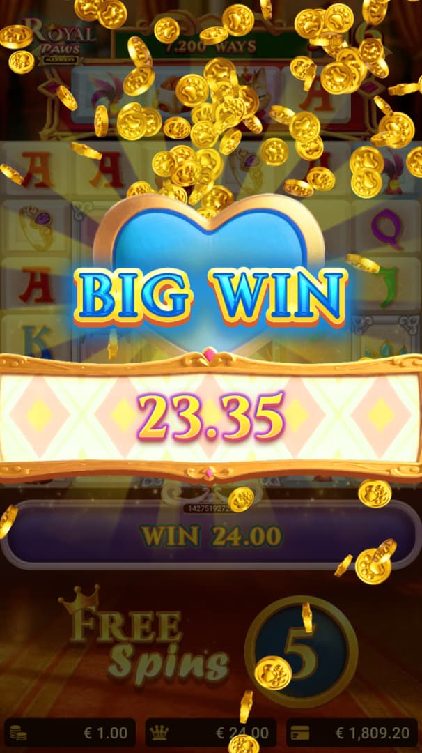 Big Win Screen - Royal Paws Maxways slot game