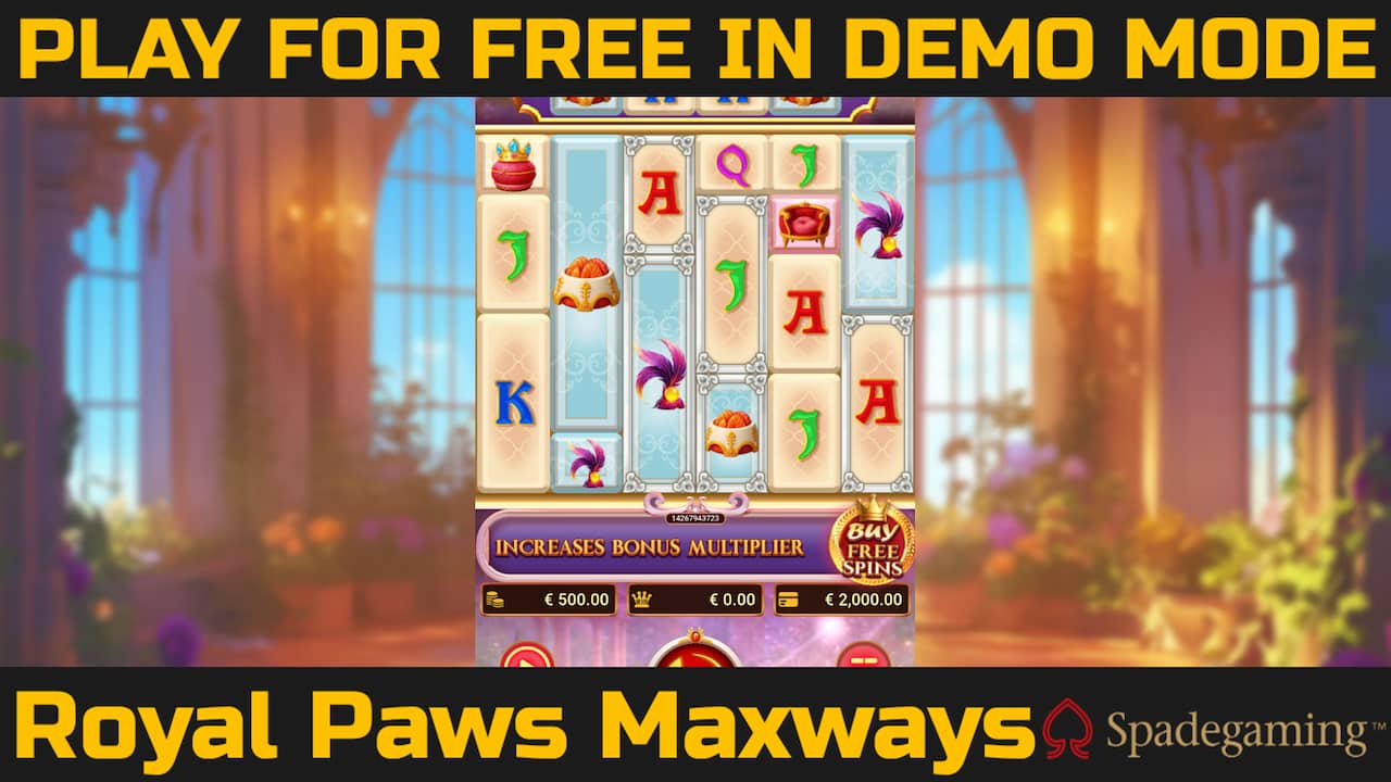 Royal Paws Maxways slot game by Spadegaming. Play for free in demo mode.