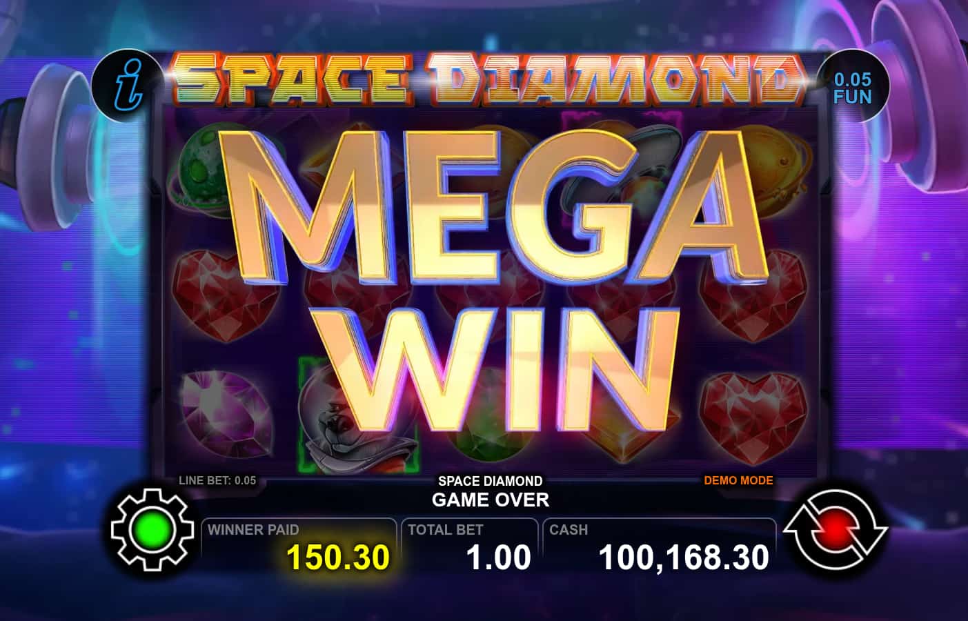 Mega Win Screen - Space Diamond slot game