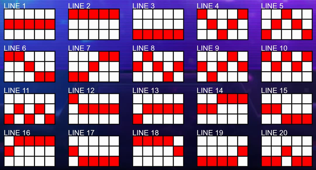 Paylines of the Space Diamond slot game