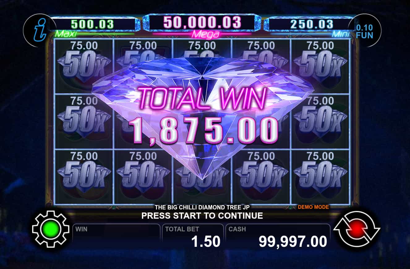 Diamond Win Screen - The Big Chilli Diamond Tree Jackpot slot game