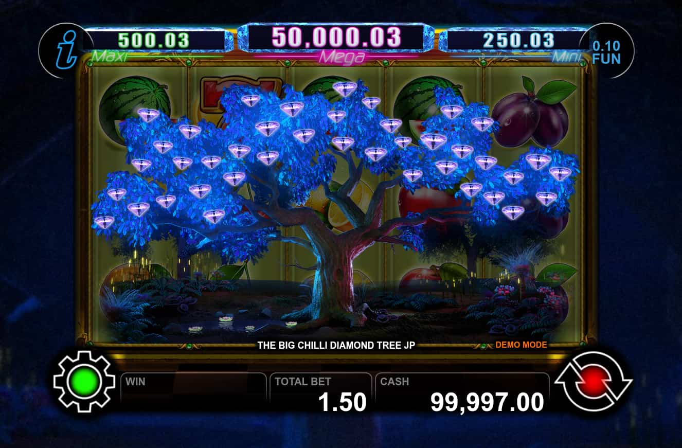 The tree from The Big Chilli Diamond Tree Jackpot slot game