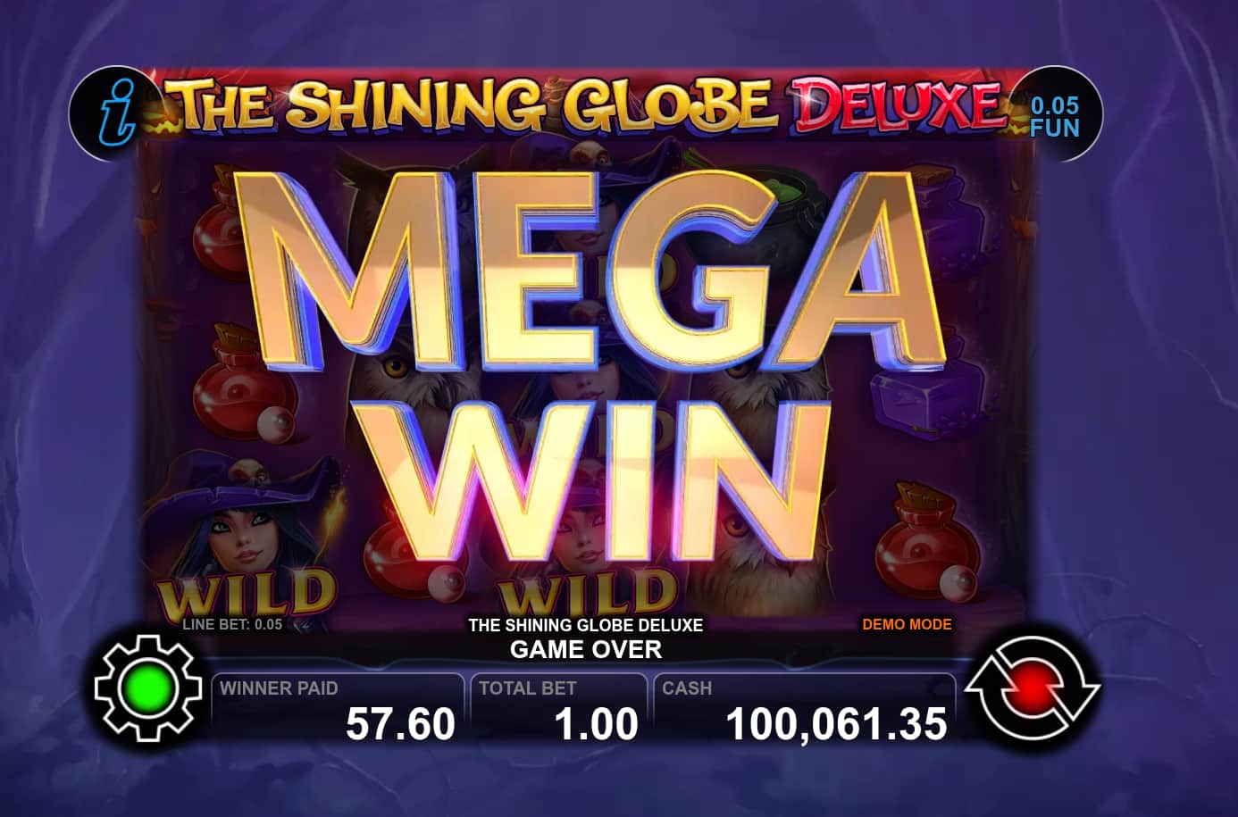 Mega Win Screen - The Shining Globe Deluxe slot game