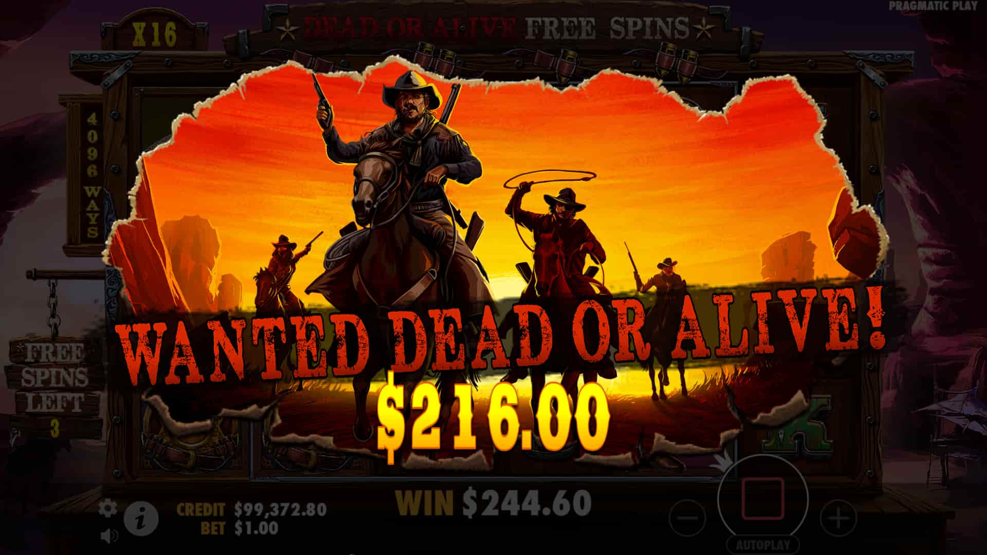 Over 200x Big Win Screen - The Wild Gang slot game