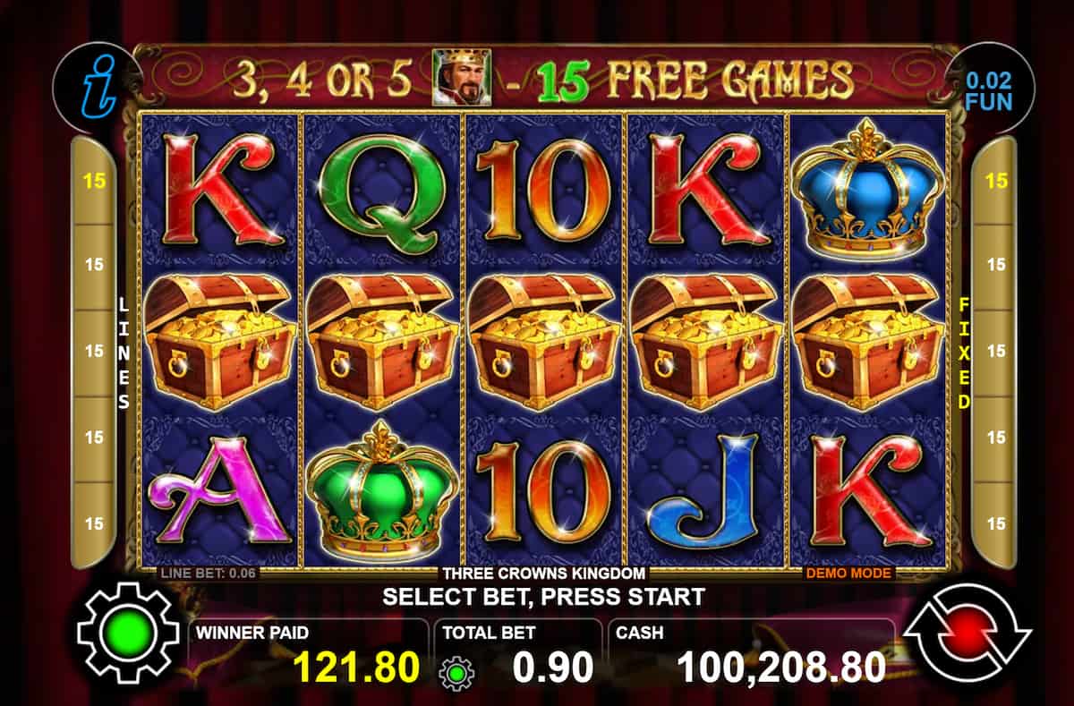 Over 120x win from a Five of a Kind - Three Crowns Kingdom slot game