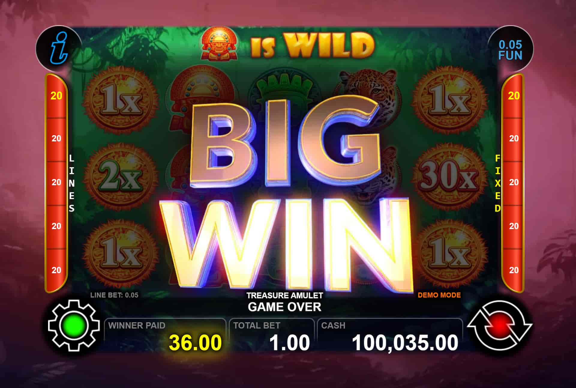 Big Win Screen - Treasure Amulet slot game