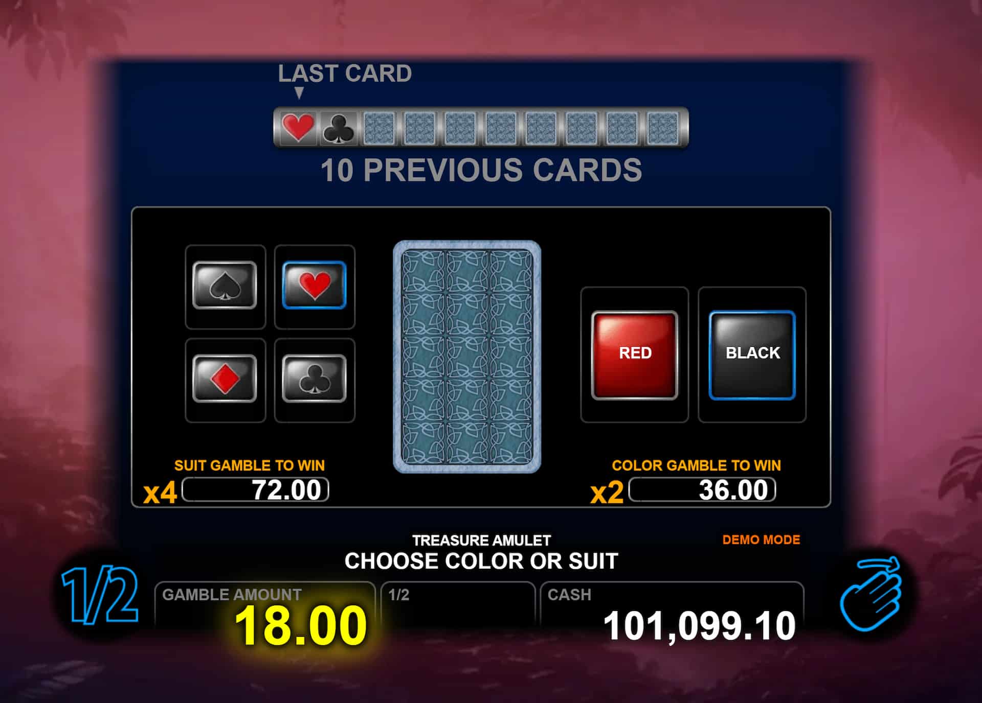 Double-Up Gamble Screen - Treasure Amulet slot game