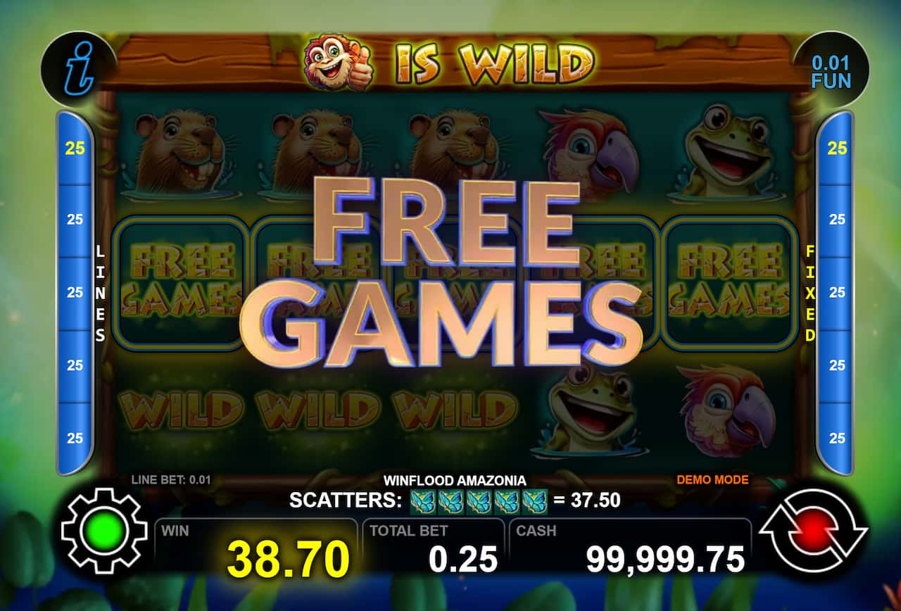 Free Games Screen - Winflood Amazonia slot game