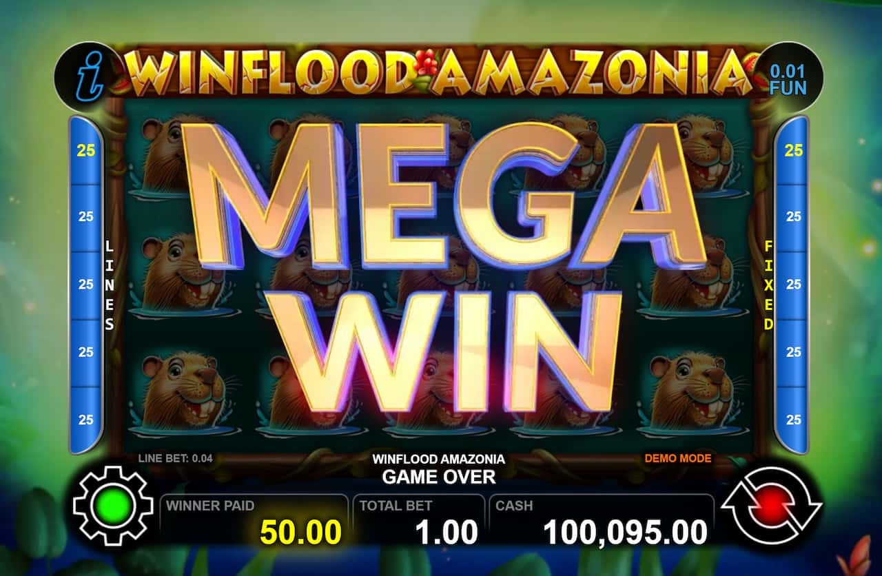 Mega Win Screen - Winflood Amazonia slot game