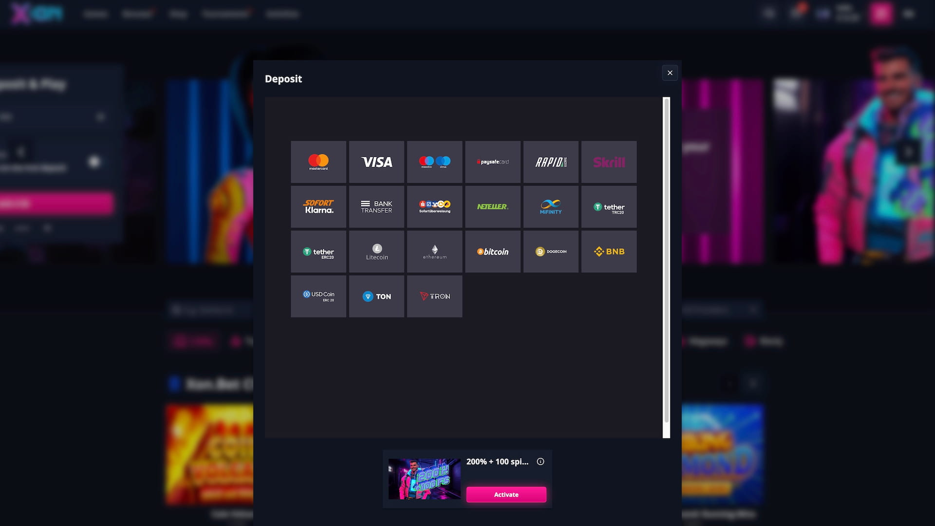 Optional: use one of the payment methods to get a welcome bonus too.