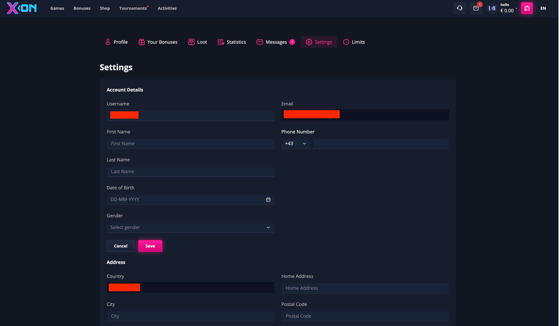 Provide further personal details and verify the mobile number.