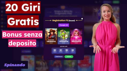 Spinando Casino 20 giri gratis senza deposito bonus sulle slot BGaming