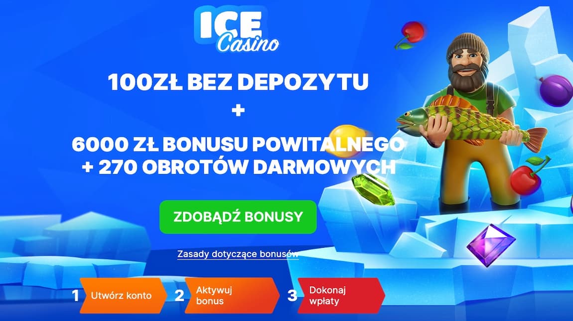 Ice Casino strona z ofertą bez depozytu