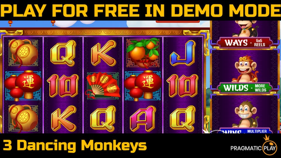 3 Dancing Monkeys slot game by Pragmatic Play. Play for free in demo mode.