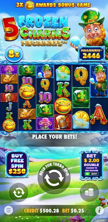 Mobile View - 5 Frozen Charms Megaways slot game