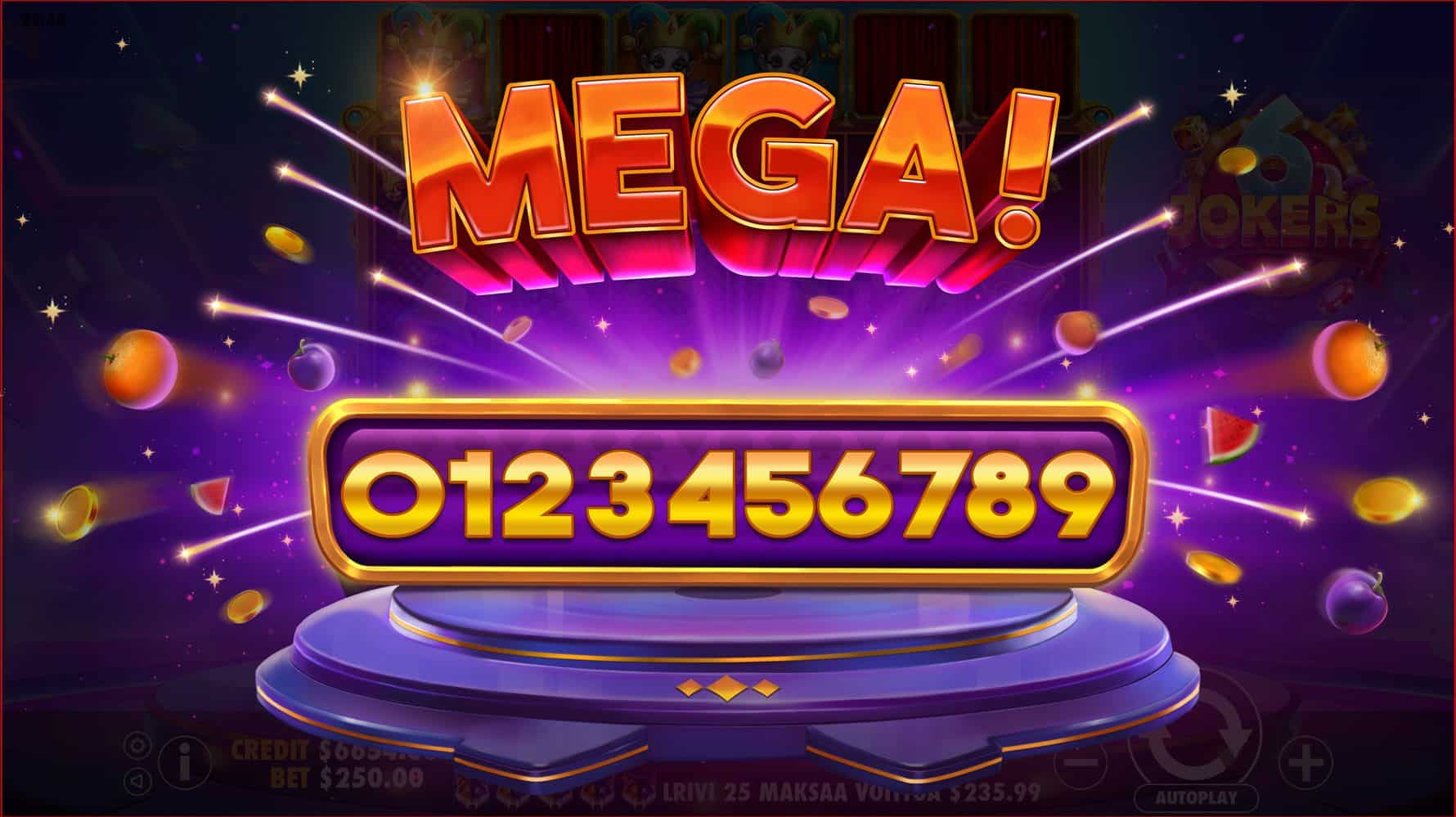 Mega Win Screen - 6 Jokers slot game