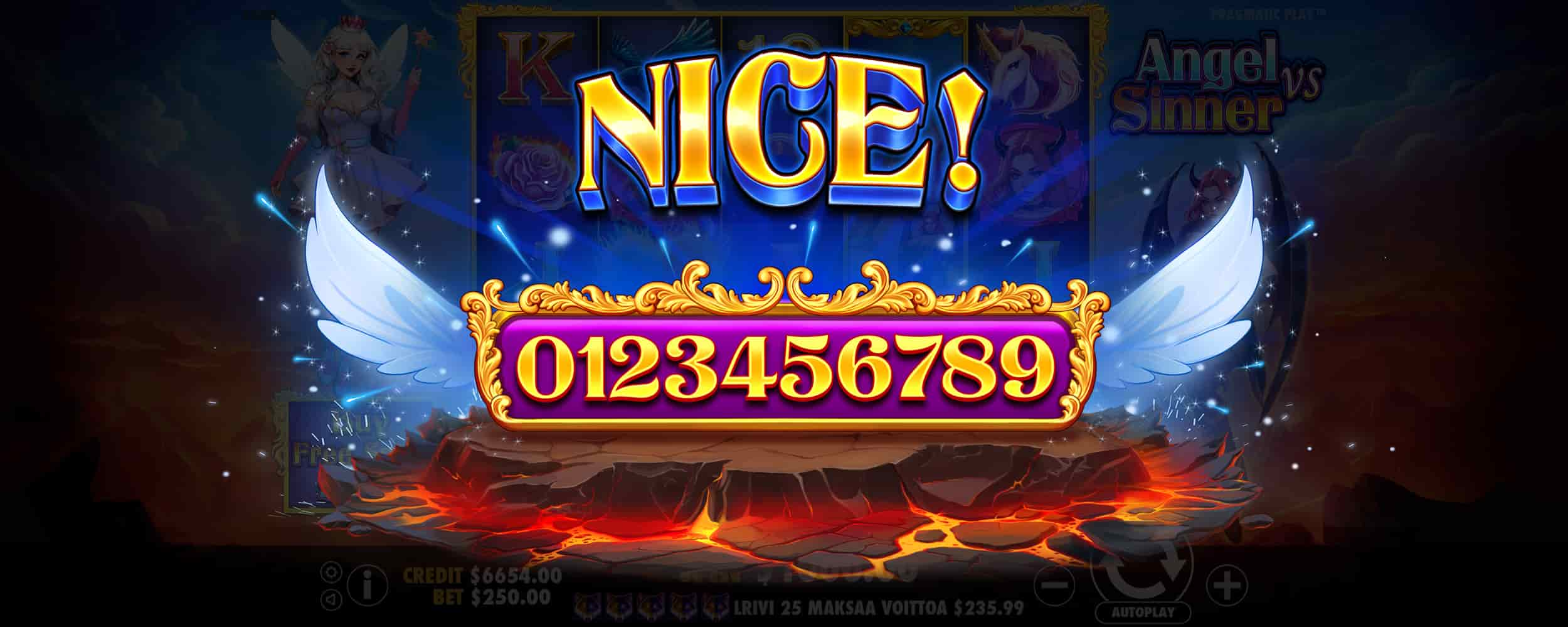 Nice Win Screen - Angel vs Sinner slot game