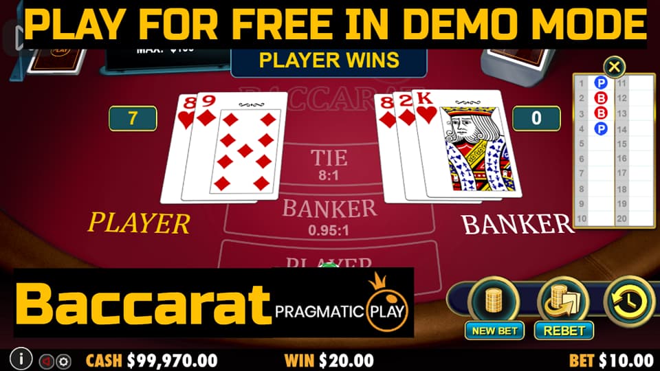 Baccarat game by Pragmatic Play. Play for free in demo mode.