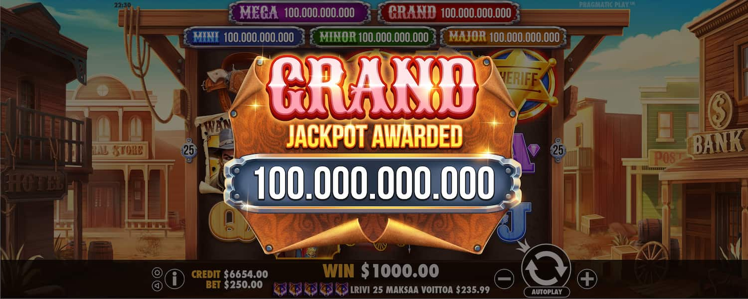 Grand Jackpot Win Screen - Badge Blitz slot game