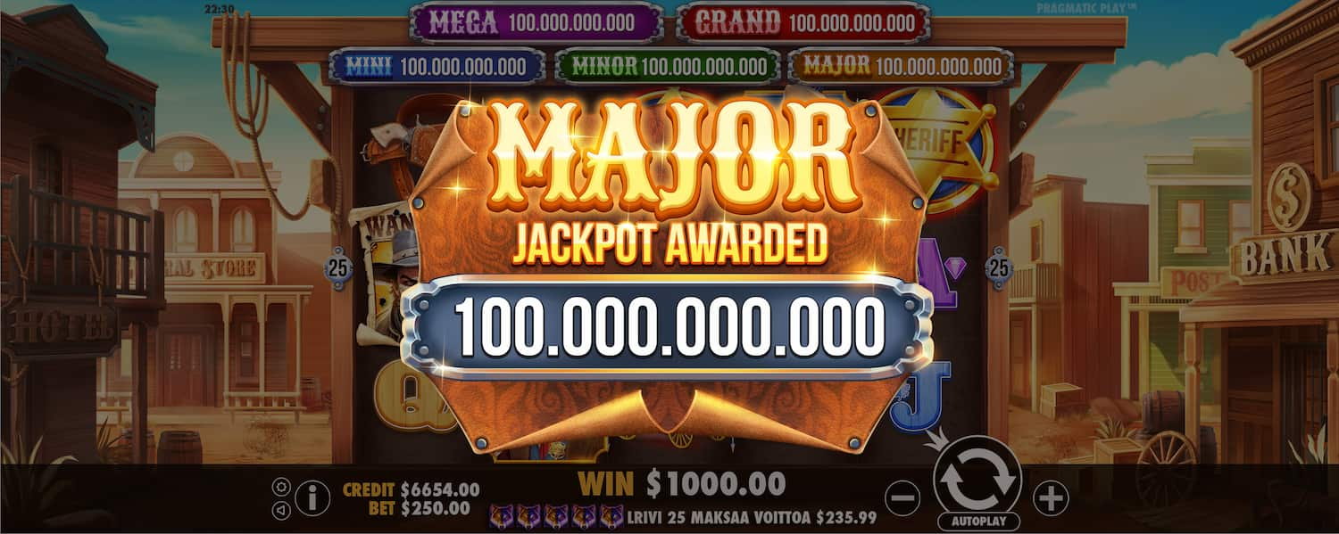 Major Jackpot Win Screen - Badge Blitz slot game