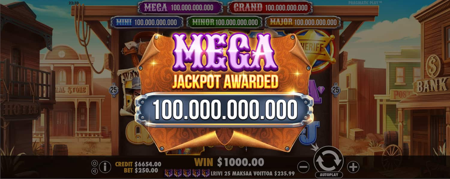 Mega Jackpot Win Screen - Badge Blitz slot game