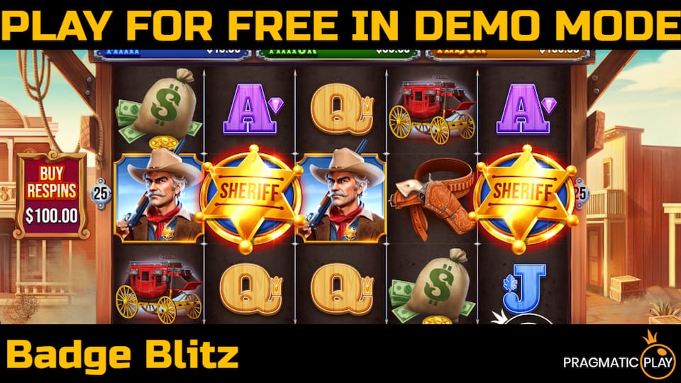 Badge Blitz slot game by Pragmatic Play. Play for free in demo mode.