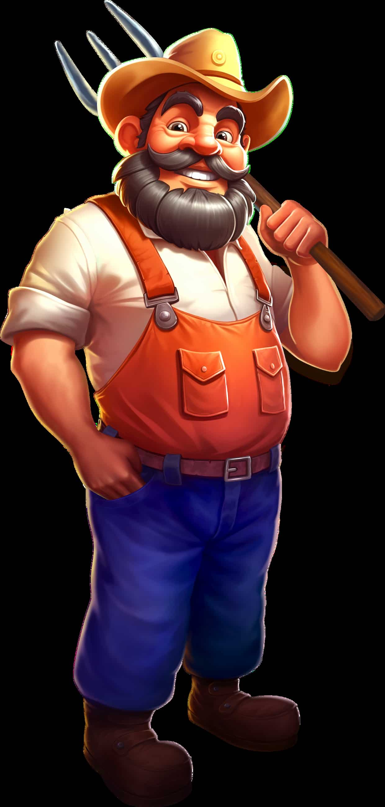 Farmer Man, one of the main characters of the Barnyard Megahays Megaways slot game