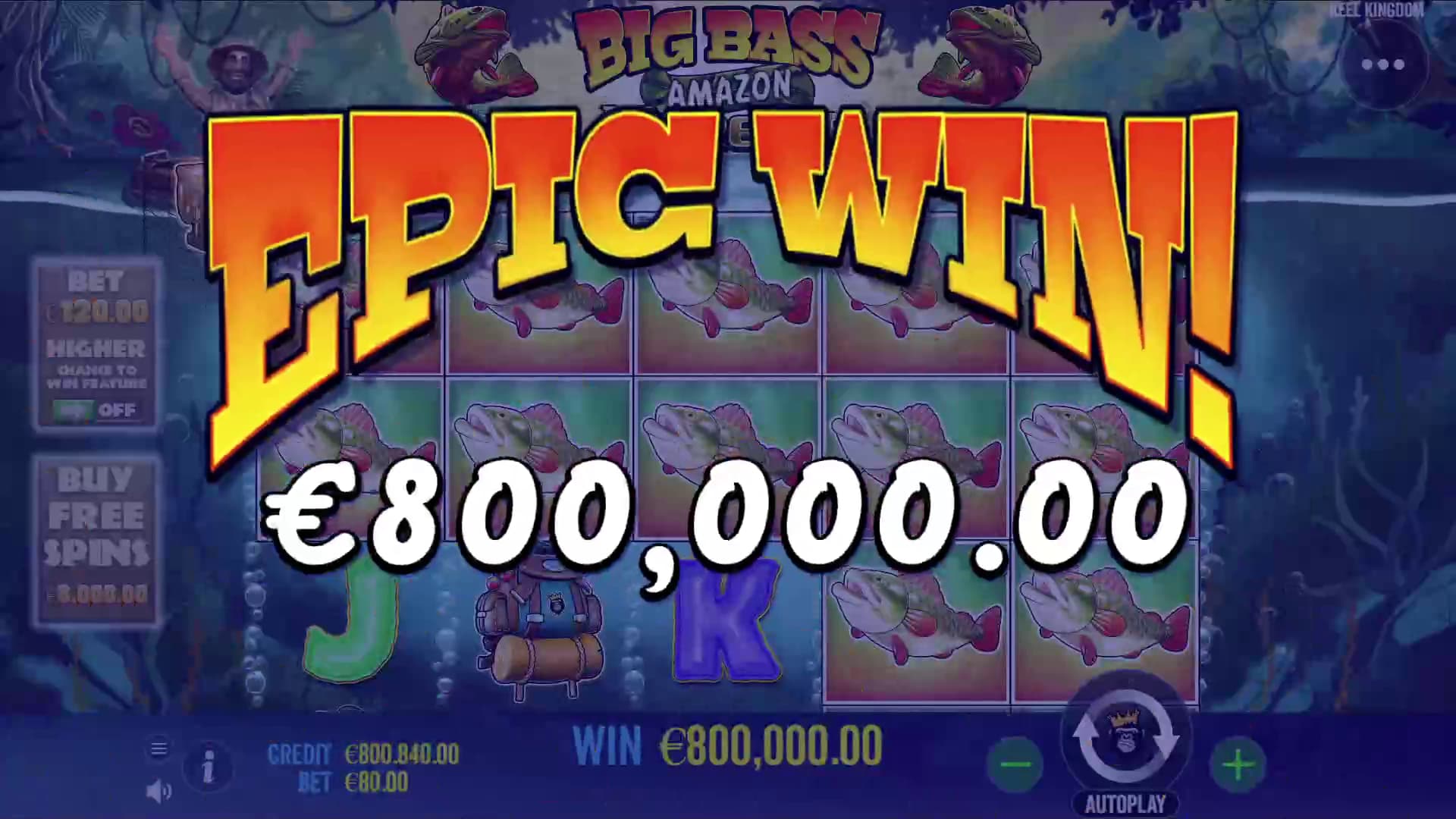 Big Win Screen - Big Bass Amazon Xtreme Paytable slot game