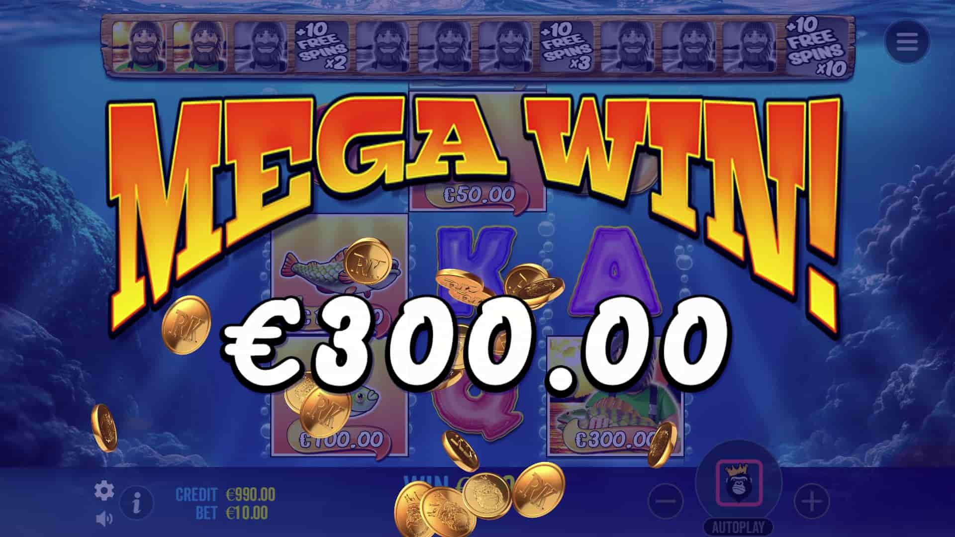 Mega Win Screen - Big Bass Bonanza 3 Reeler slot game